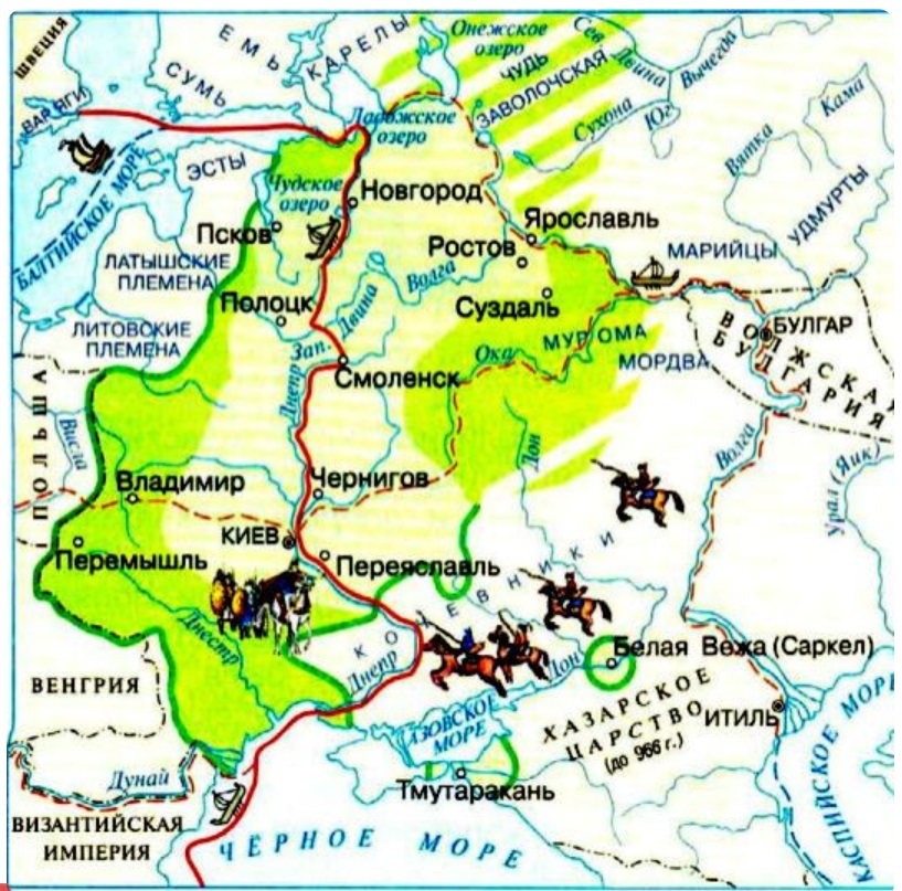 Границы руси к середине 11 века контурная карта