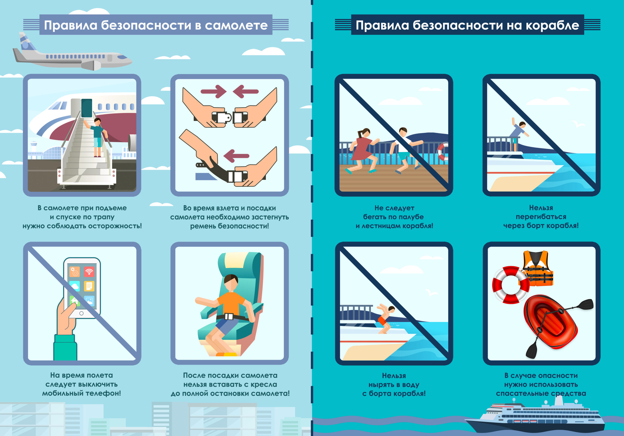 Плакат правила безопасности на корабле