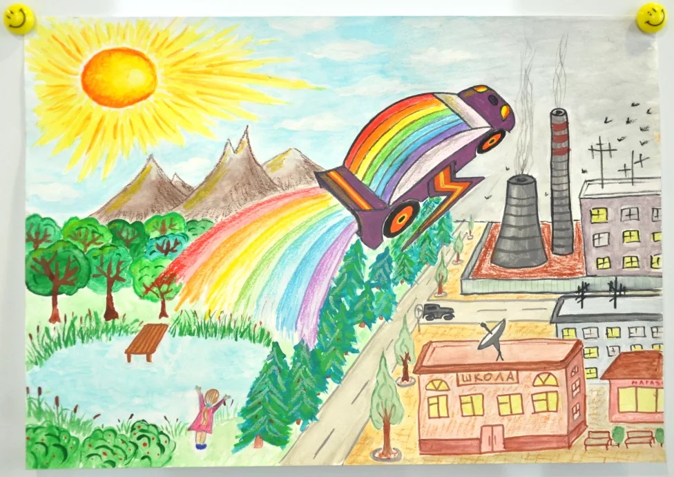 Город будущего рисунок для детей в садик