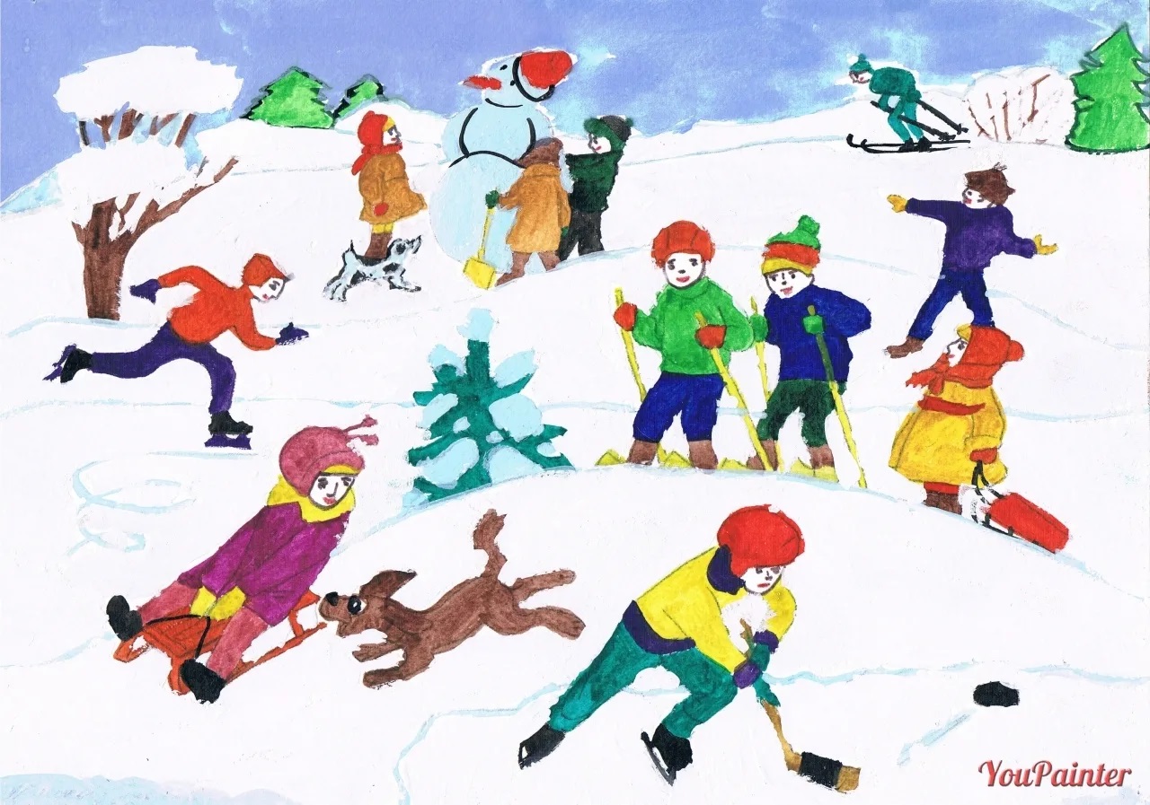 Детские забавы зимой рисунки